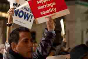 A rally was held in Union Square last night to support same-sex marriage. Erin M's Flickr